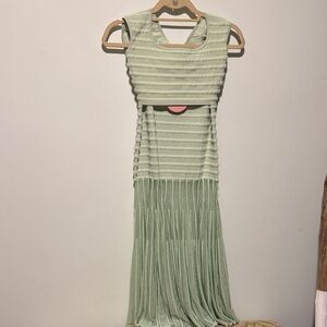 Alexis-Elegant Green Striped Dress